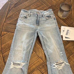 American Eagle Outfitters Light Blue Distressed Flare Jeans